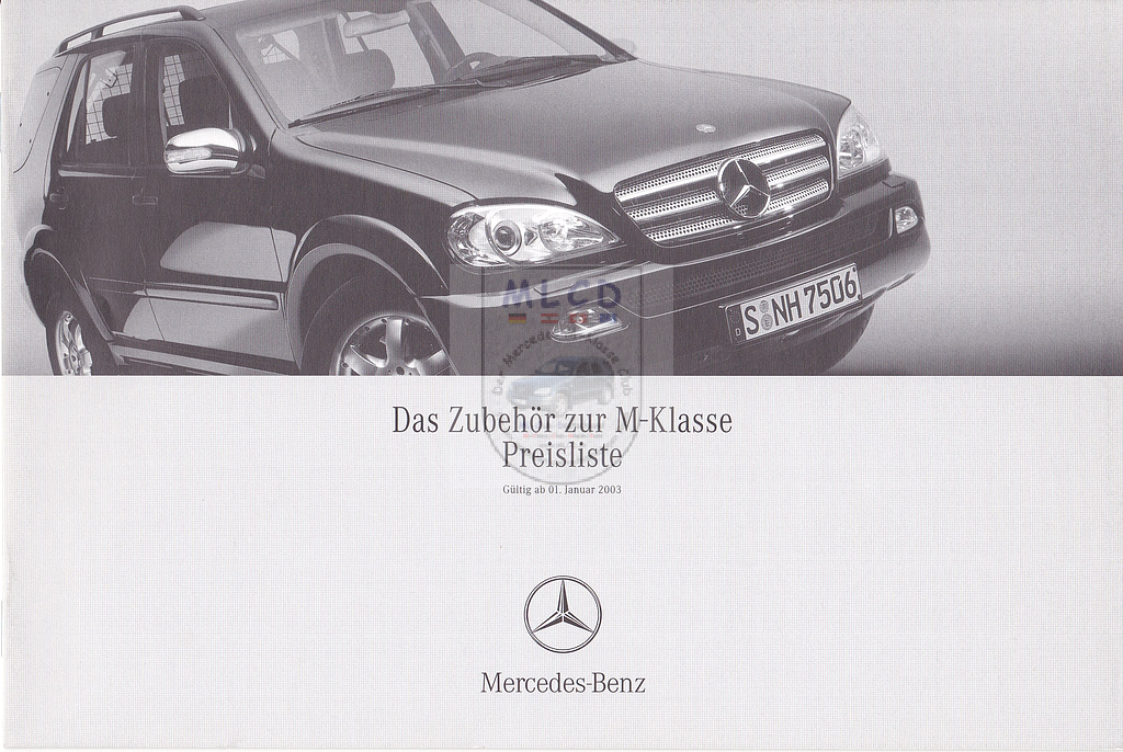 Mercedes-Benz W163 Das Zubehör zur M-Klasse Preisliste 2003 01 Januar