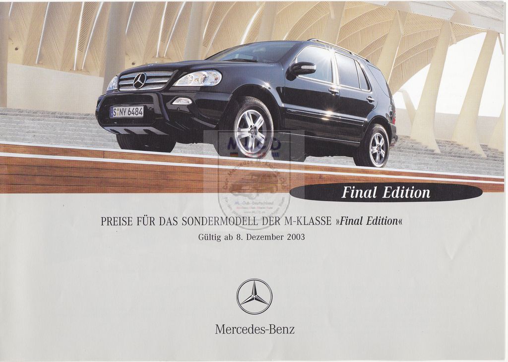 Mercedes-Benz W163 M-Klasse Preise Sondermodell Final Edition 2003 12 Dezember